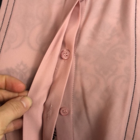 Eloquii Pink Black Hidden Button Up Semi Sheer 16 - Picture 3 of 7